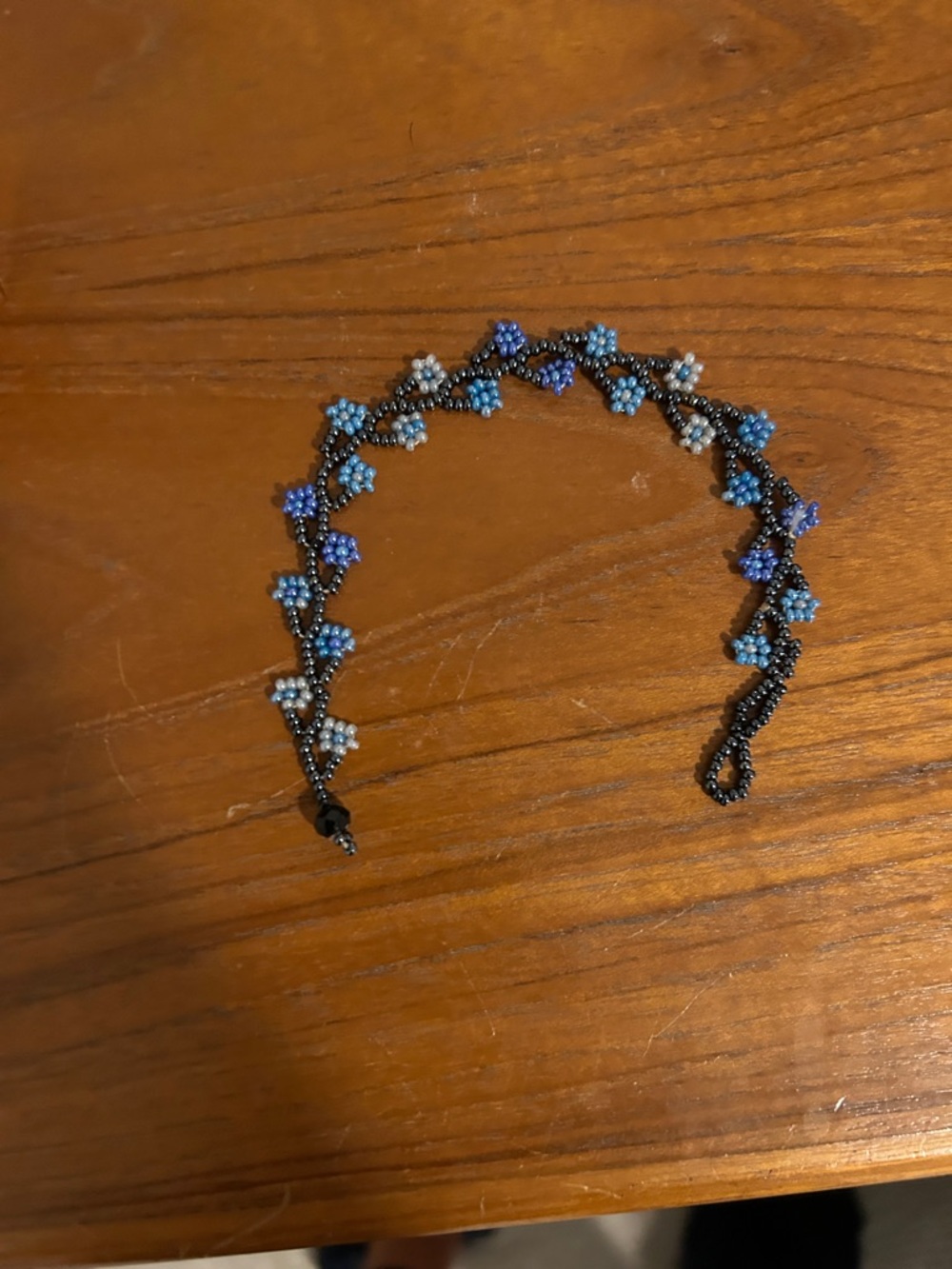 Handmade Blue Beaded Floral Bracelet - Women Accessories